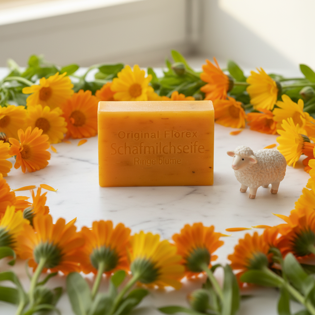 Schafmilchseife eckig 100g, Ringelblume