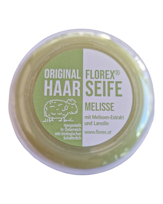 Haarseife mit Schafmilch rund 100g in Dose - Melisse