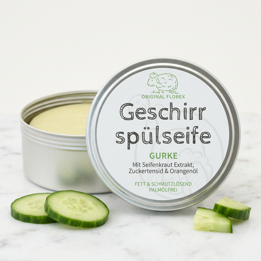 Geschirrspülseife rund 150g in Dose, Gurke